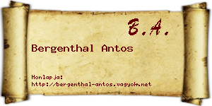 Bergenthal Antos névjegykártya